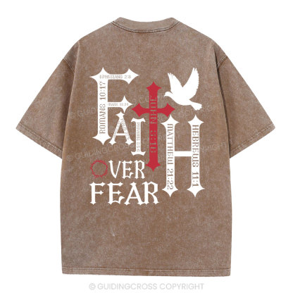 Faith Over Fear Christian Washed T-Shirt