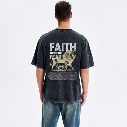 Faith Over Fear Christian Washed T-Shirt