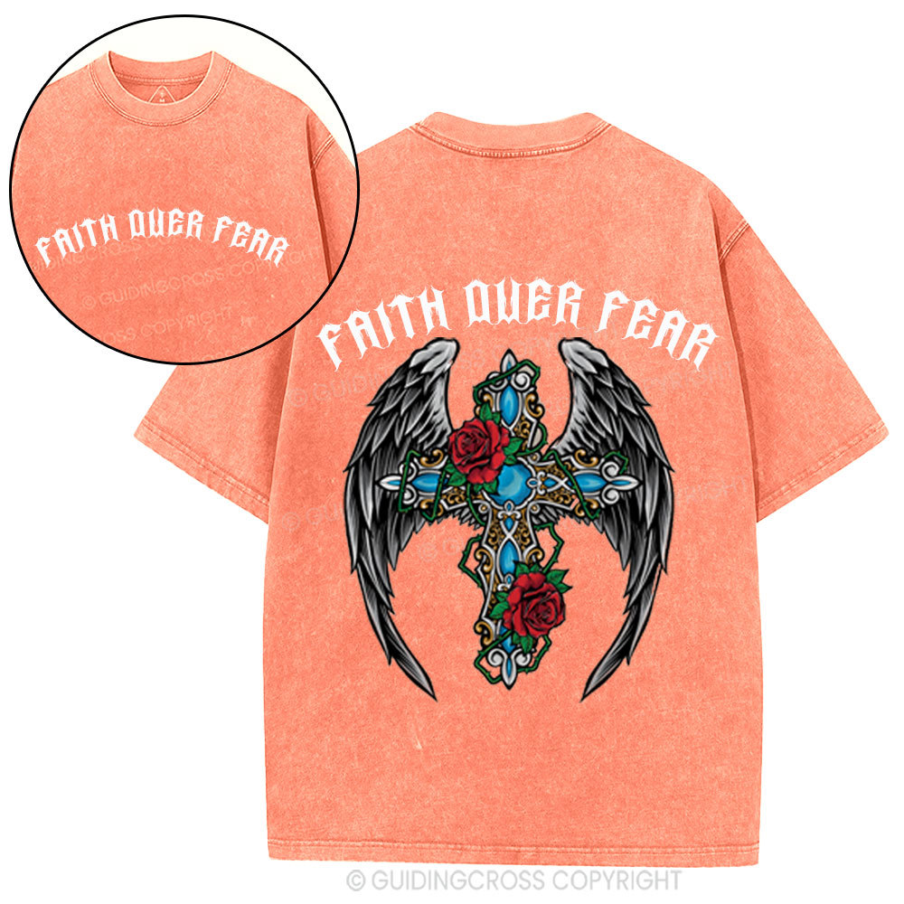 Faith Over Fear Christian Washed T-Shirt