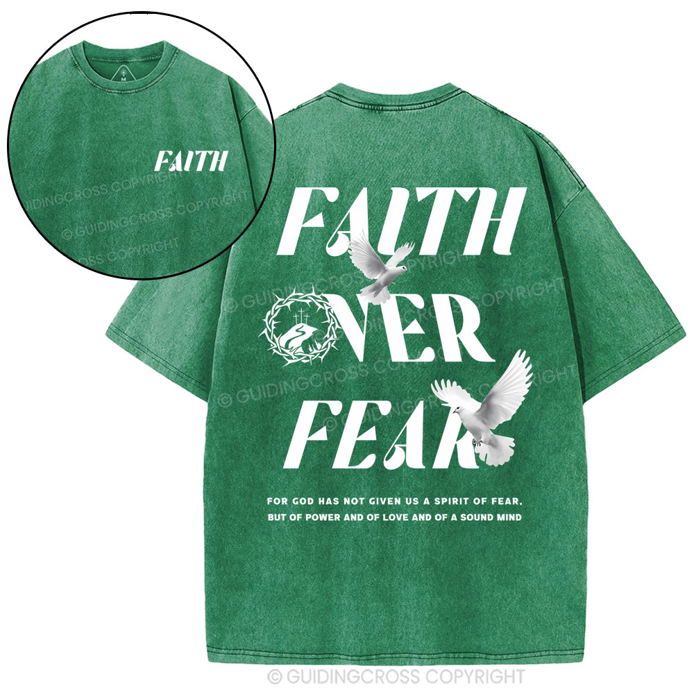 Faith Over Fear Christian Washed T-Shirt