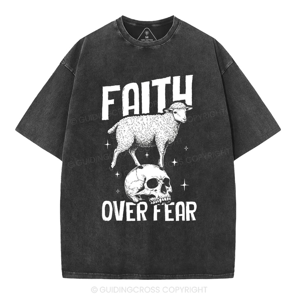 Faith Over Fear Christian Washed T-Shirt