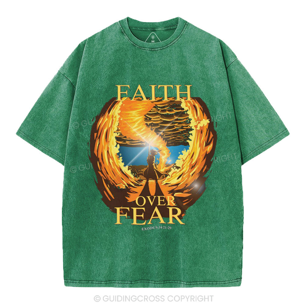 Faith Over Fear Christian Washed T-Shirt