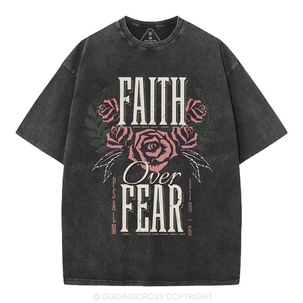 Faith Over Fear Christian Washed T-Shirt