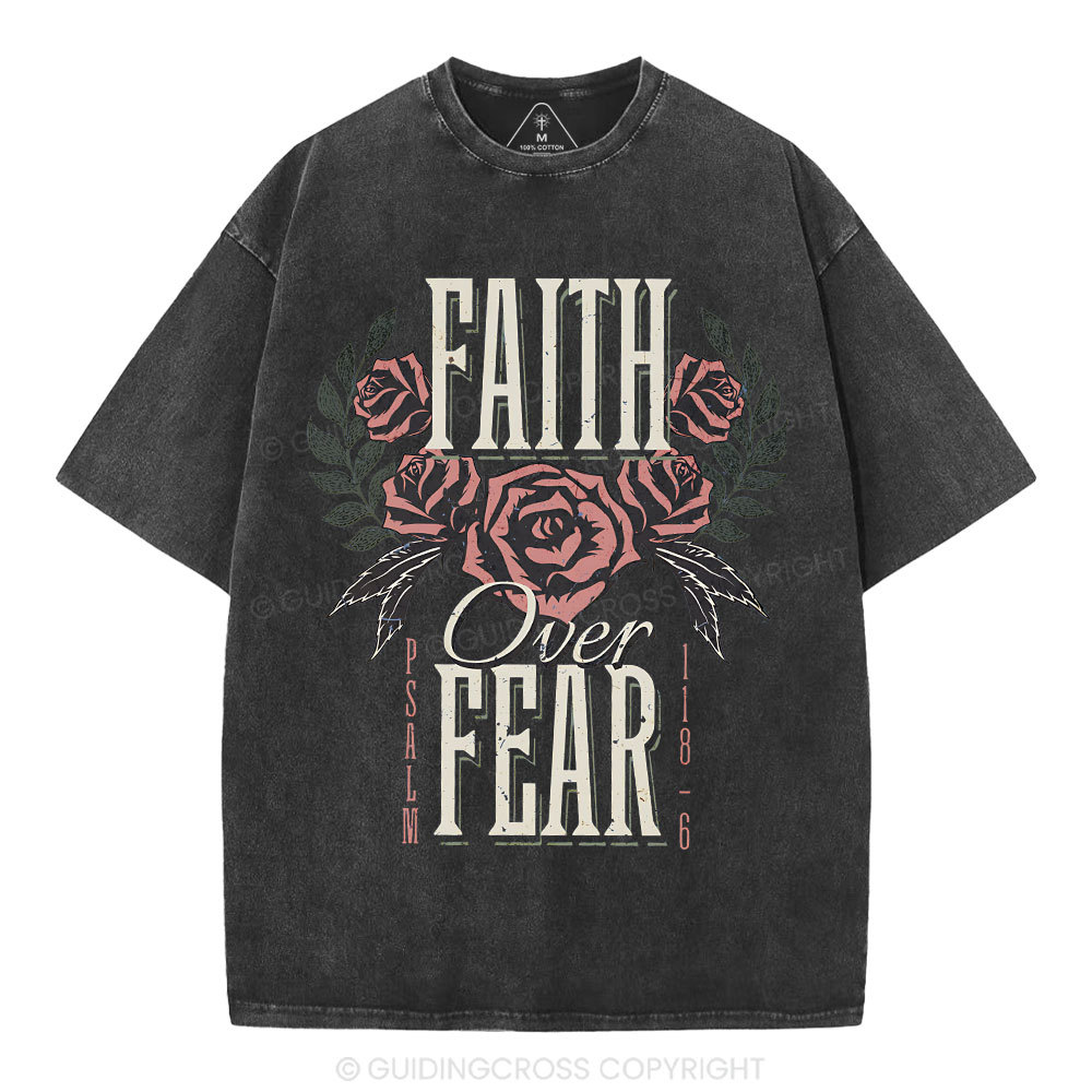 Faith Over Fear Christian Washed T-Shirt