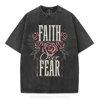 Faith Over Fear Christian Washed T-Shirt