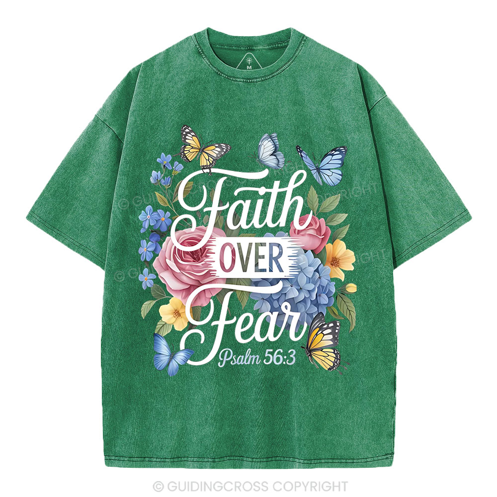 Faith Over Fear Christian Washed T-Shirt