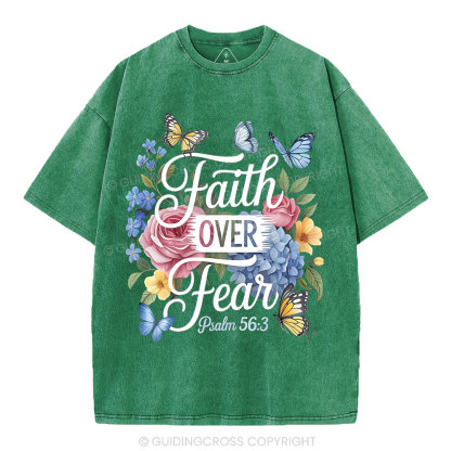 Faith Over Fear Christian Washed T-Shirt