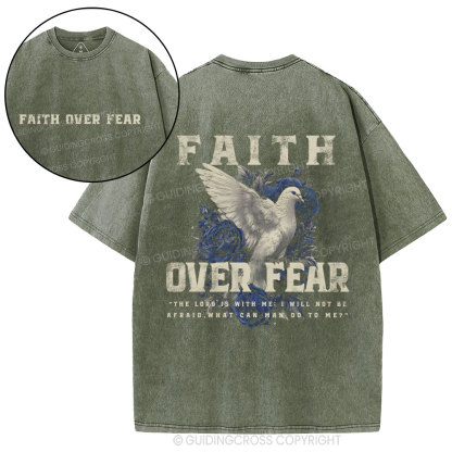 Faith Over Fear Christian Washed T-Shirt