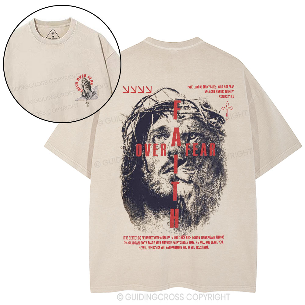 Faith Over Fear Christian Washed T-Shirt