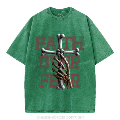 Faith Over Fear Christian Washed T-Shirt