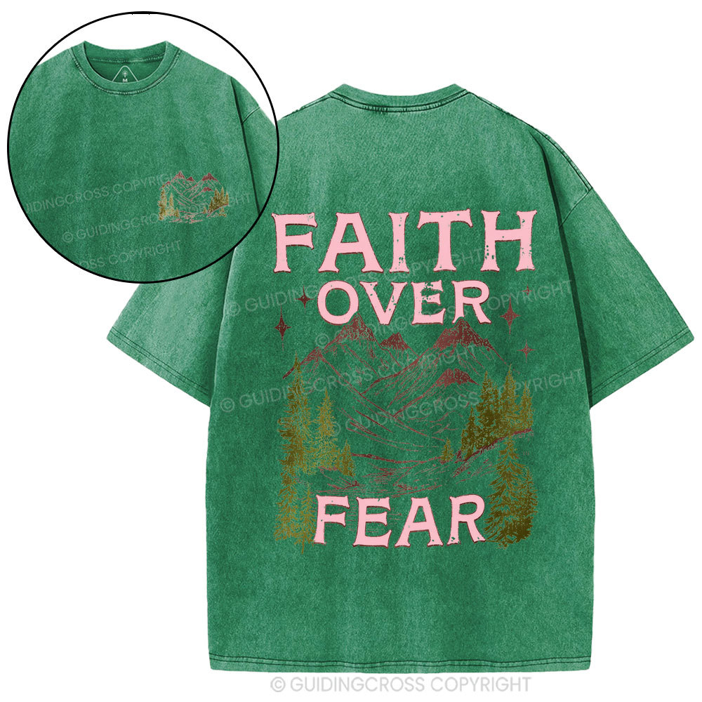Faith Over Fear Christian Washed T-Shirt