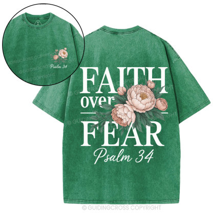 Faith Over Fear Christian Washed T-Shirt