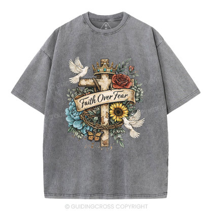 Faith Over Fear Christian Washed T-Shirt