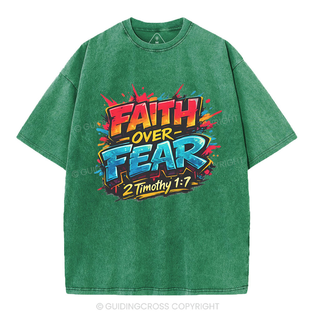 Faith Over Fear Christian Washed T-Shirt
