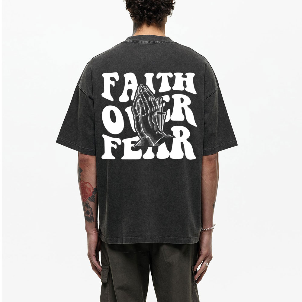 Faith Over Fear Christian Washed T-Shirt