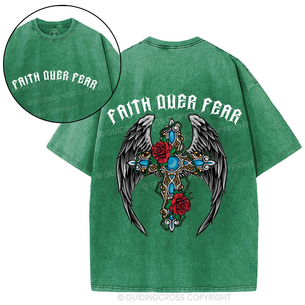 Faith Over Fear Christian Washed T-Shirt