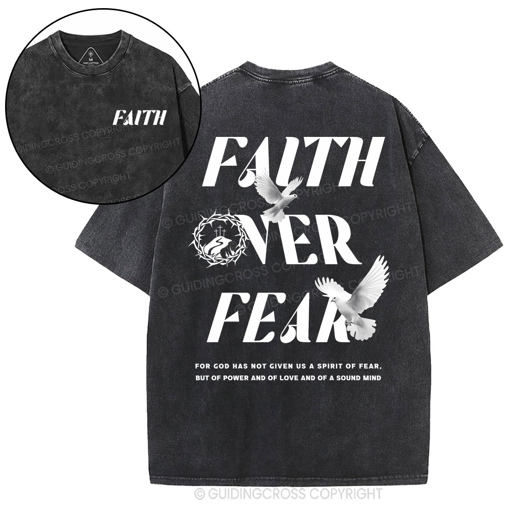 Faith Over Fear Christian Washed T-Shirt