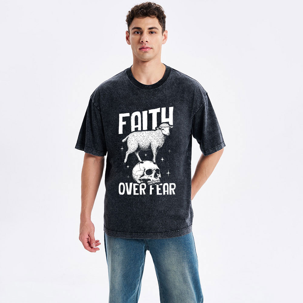 Faith Over Fear Christian Washed T-Shirt
