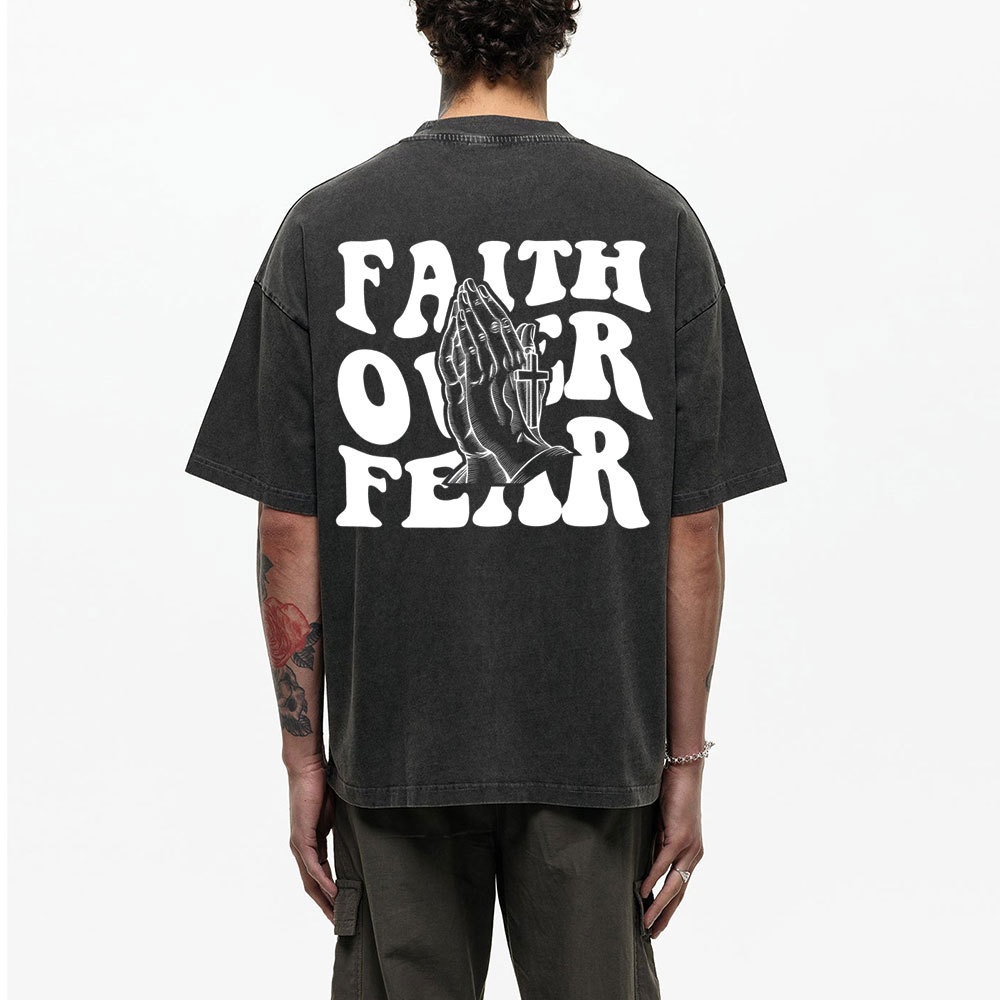 Faith Over Fear Christian Washed T-Shirt