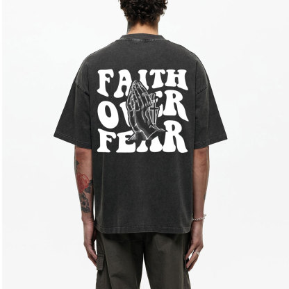Faith Over Fear Christian Washed T-Shirt