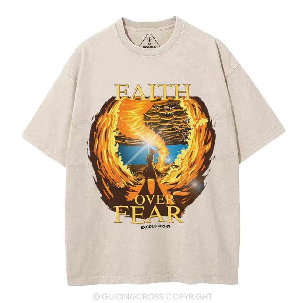Faith Over Fear Christian Washed T-Shirt