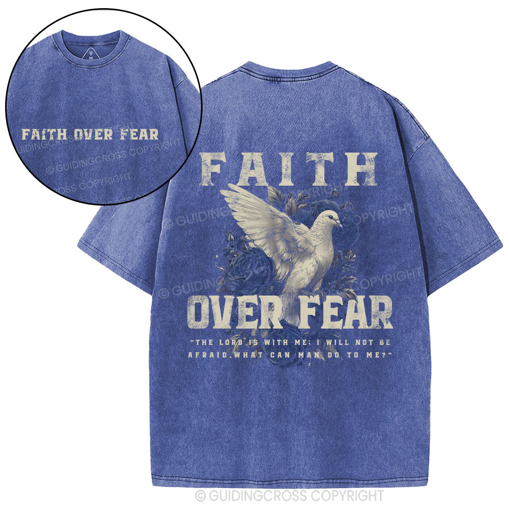 Faith Over Fear Christian Washed T-Shirt