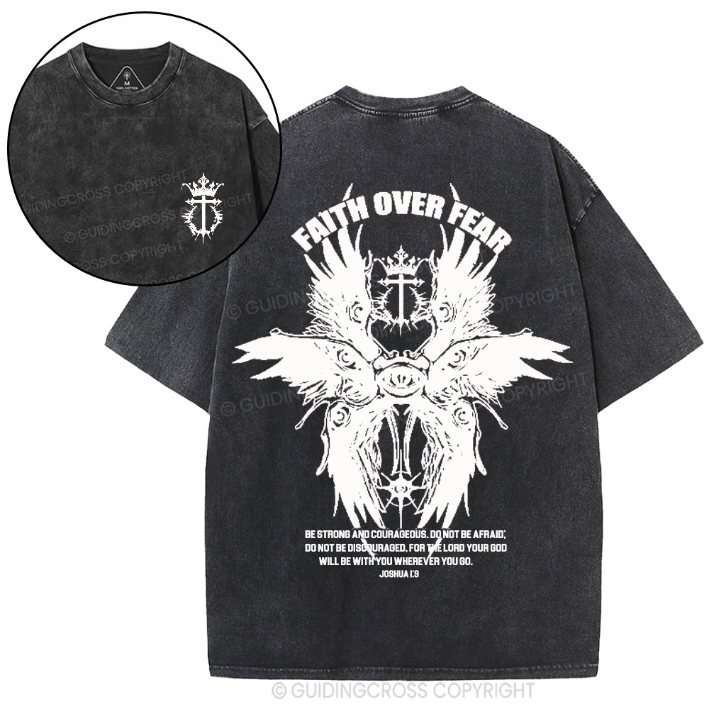 Faith Over Fear Christian Washed T-Shirt