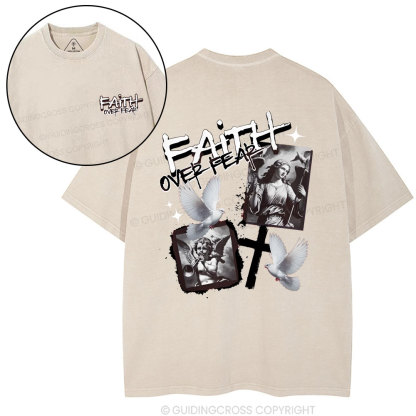 Faith Over Fear Christian Washed T-Shirt