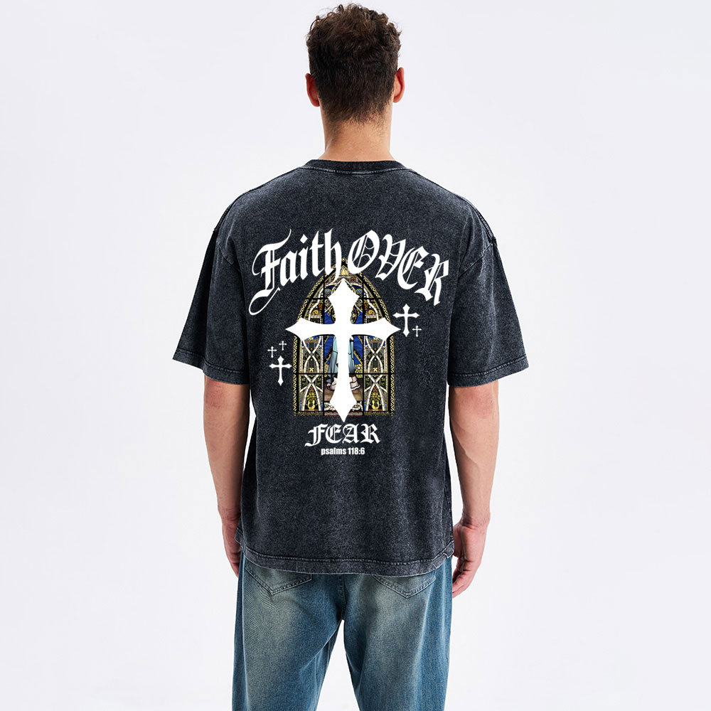 Faith Over Fear Christian Washed T-Shirt