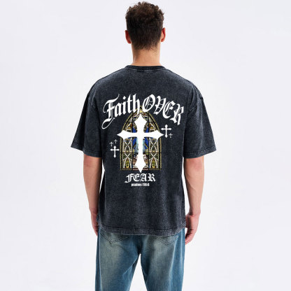 Faith Over Fear Christian Washed T-Shirt