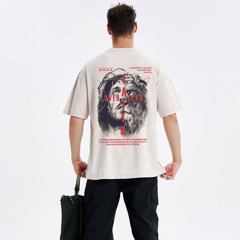 Faith Over Fear Christian Washed T-Shirt