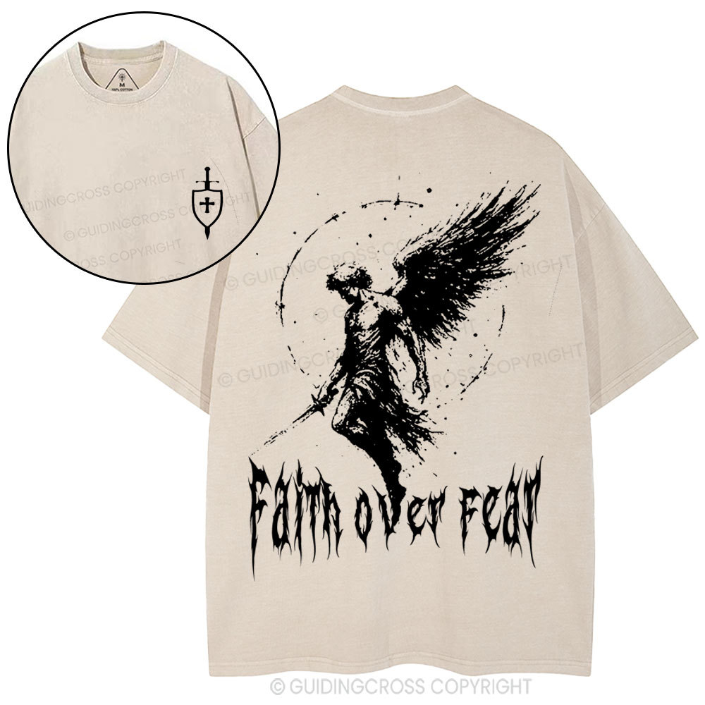 Faith Over Fear Christian Washed T-Shirt