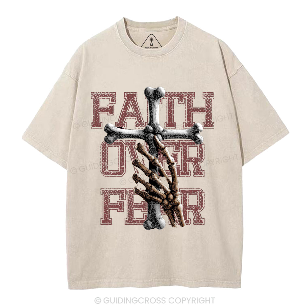 Faith Over Fear Christian Washed T-Shirt