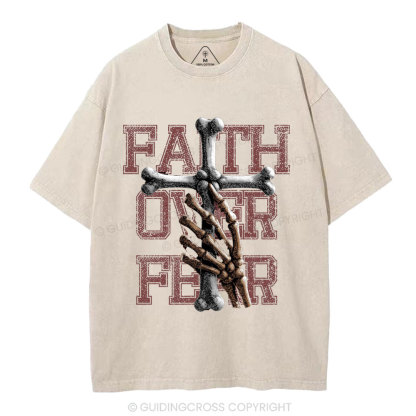 Faith Over Fear Christian Washed T-Shirt