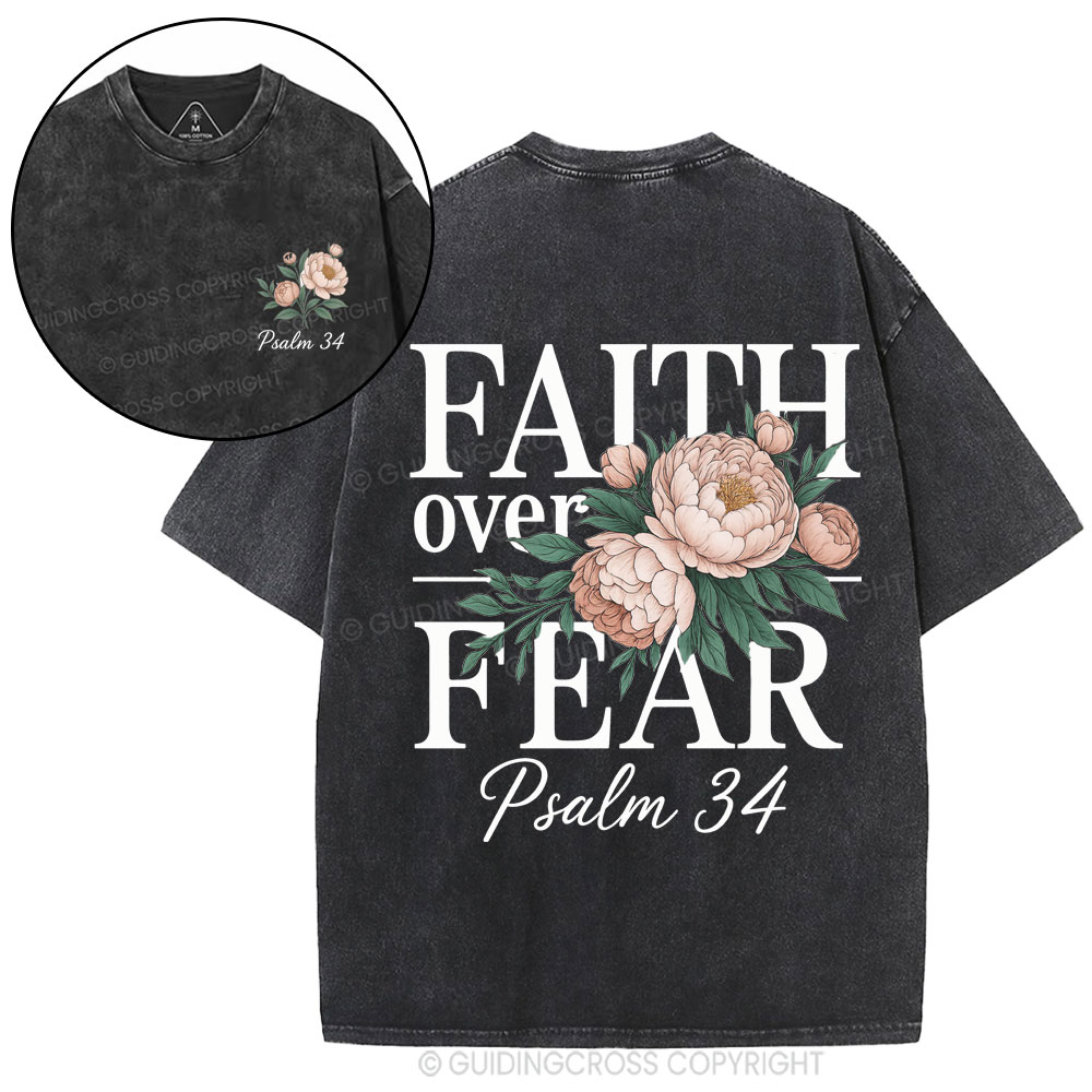 Faith Over Fear Christian Washed T-Shirt