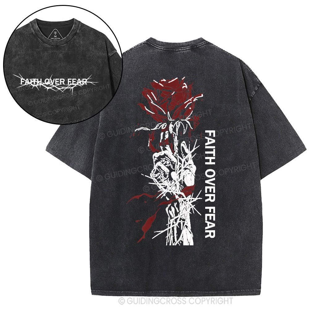 Faith Over Fear Christian Washed T-Shirt