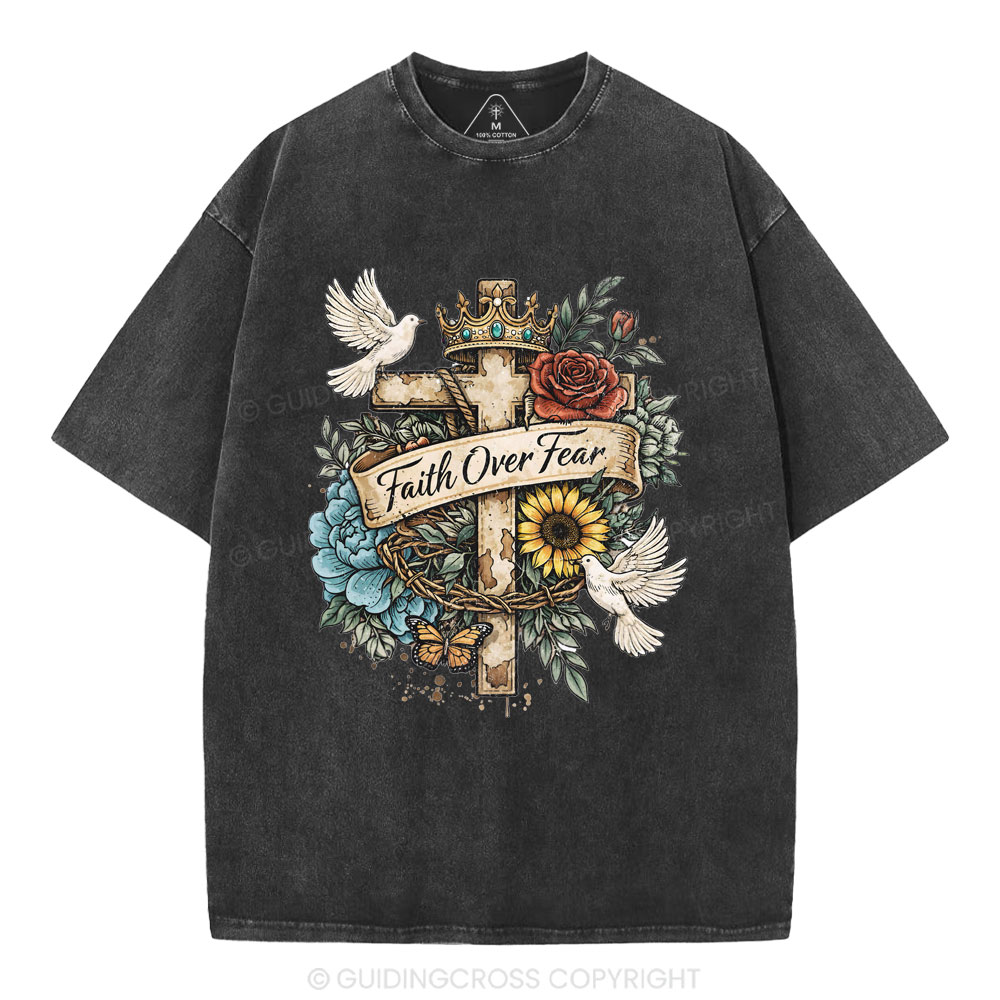 Faith Over Fear Christian Washed T-Shirt