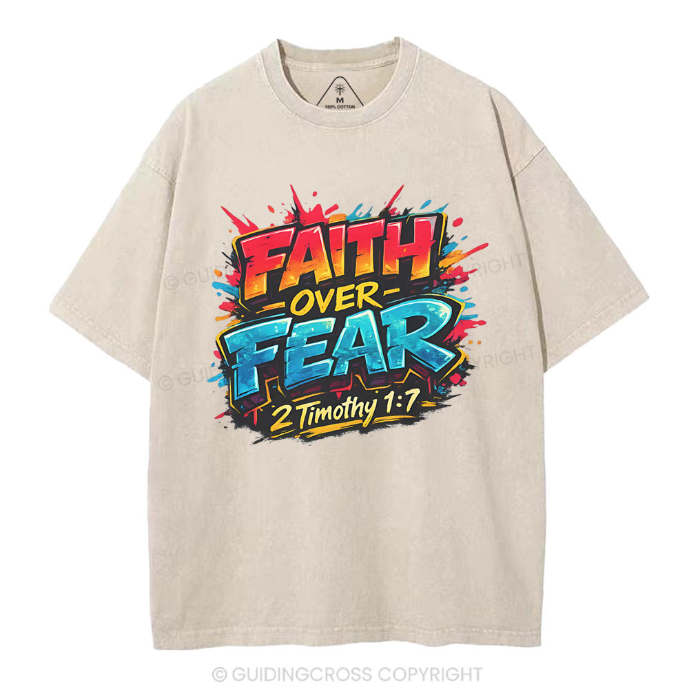 Faith Over Fear Christian Washed T-Shirt