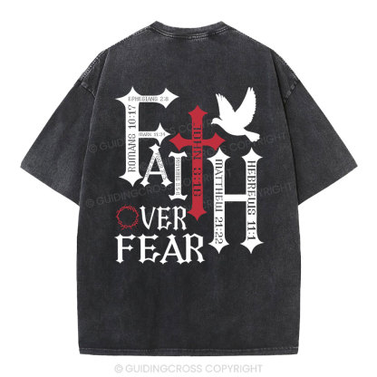 Faith Over Fear Christian Washed T-Shirt