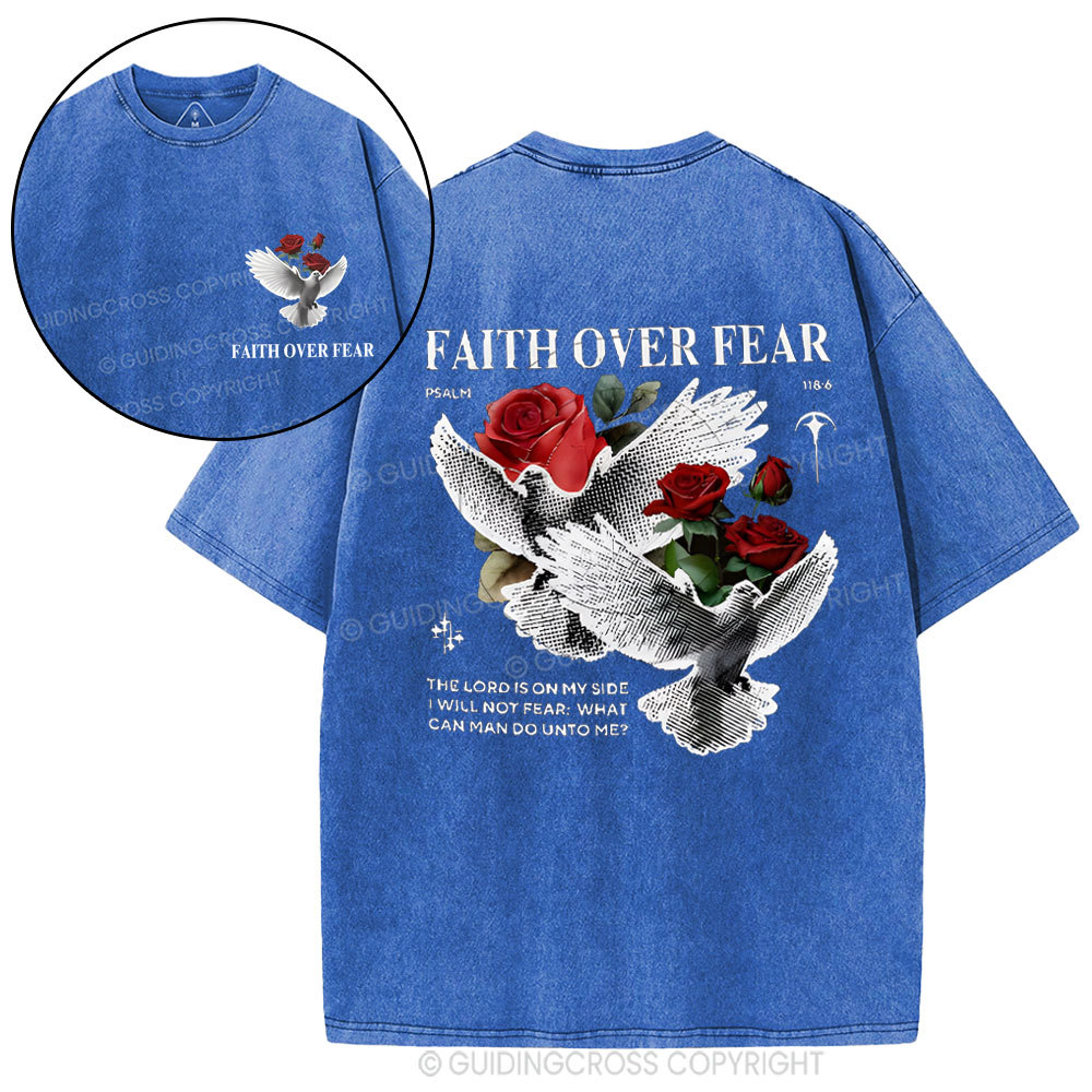 Faith Over Fear Christian Washed T-Shirt