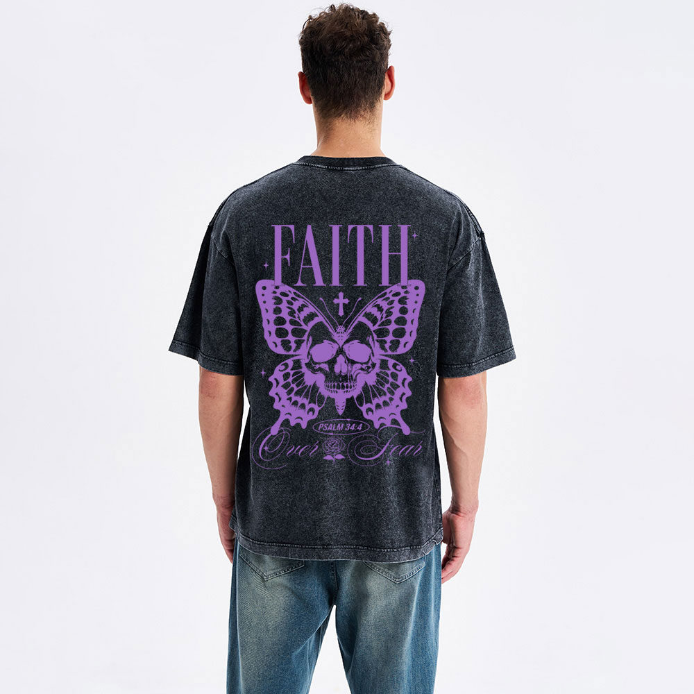 Faith Over Fear Christian Washed T-Shirt