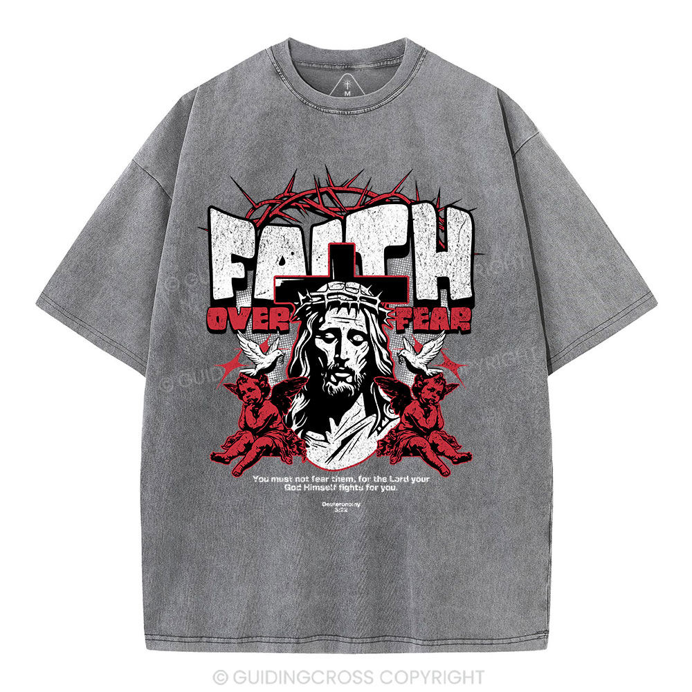 Faith Over Fear Christian Washed T-Shrit'