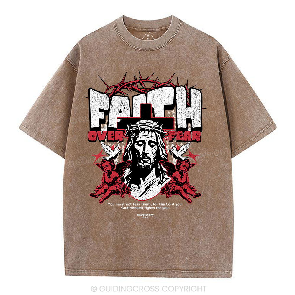 Faith Over Fear Christian Washed T-Shrit'