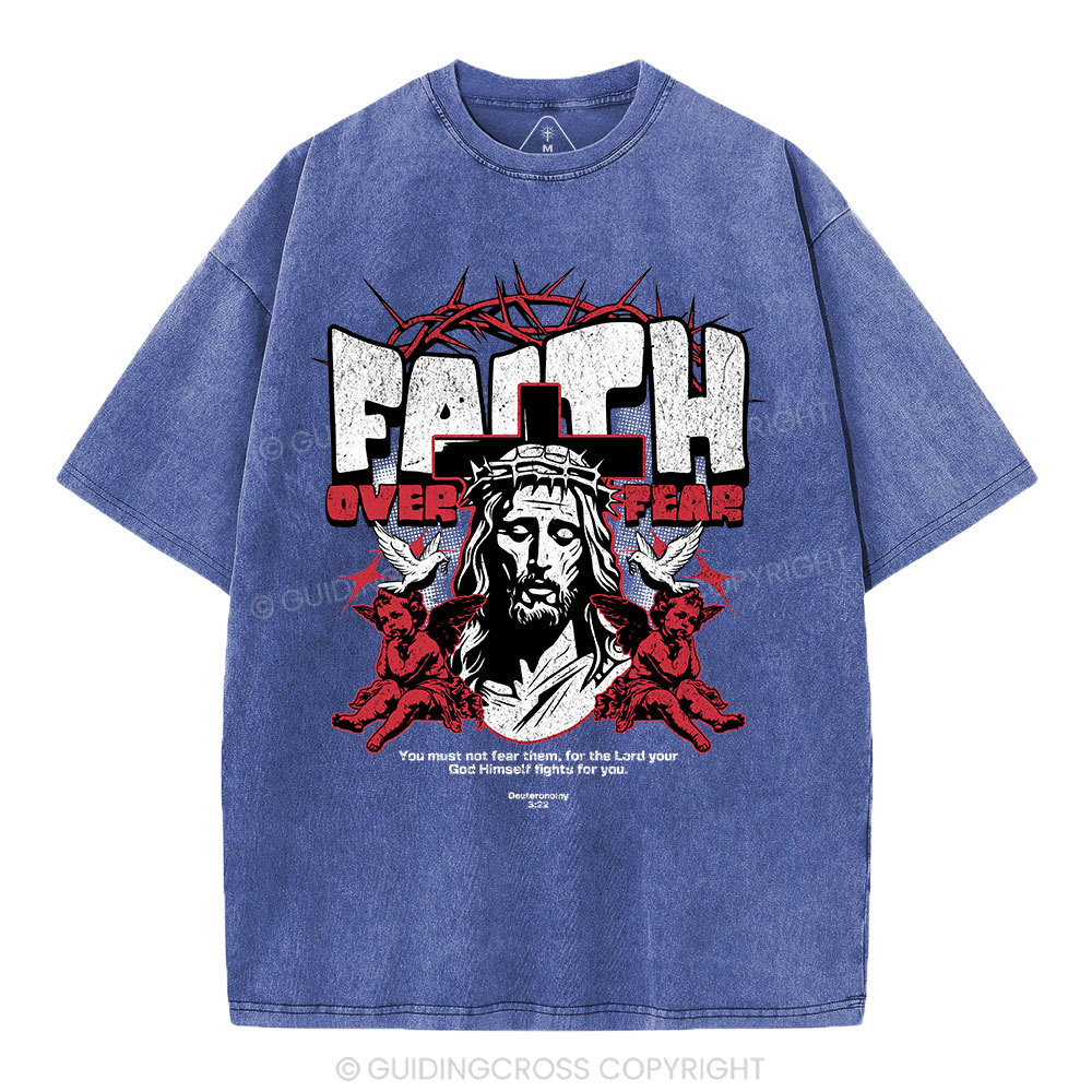 Faith Over Fear Christian Washed T-Shrit'