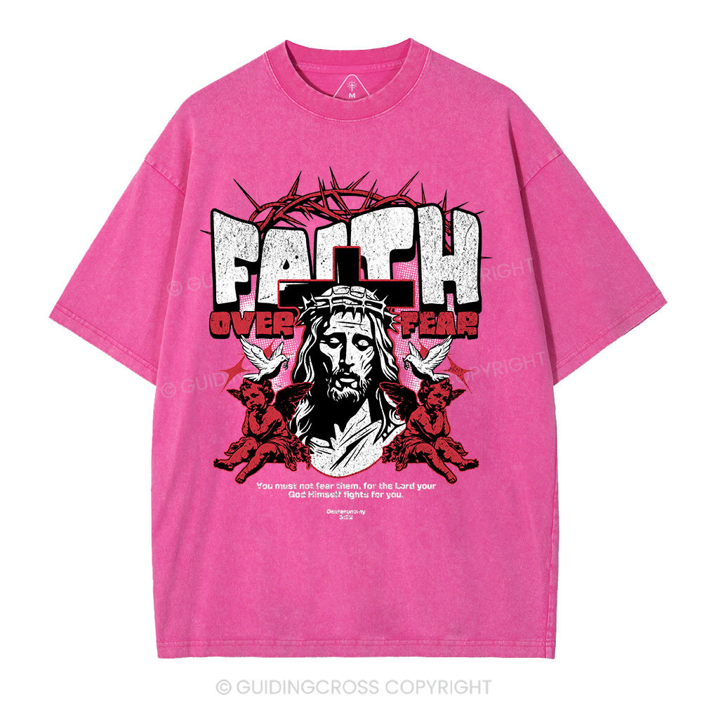 Faith Over Fear Christian Washed T-Shrit'