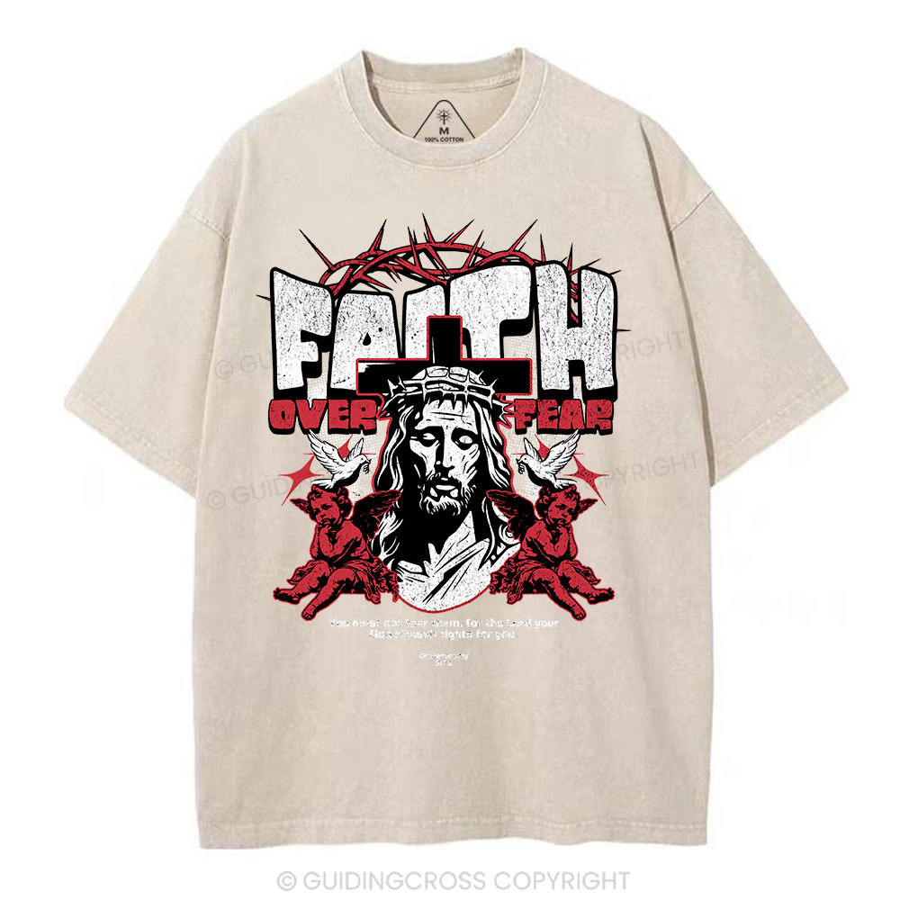Faith Over Fear Christian Washed T-Shrit'
