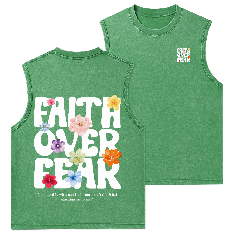 Faith Over Fear Christian Washed Tank Top