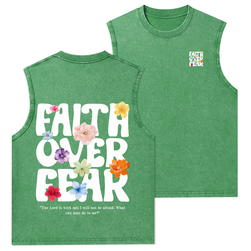 Faith Over Fear Christian Washed Tank Top