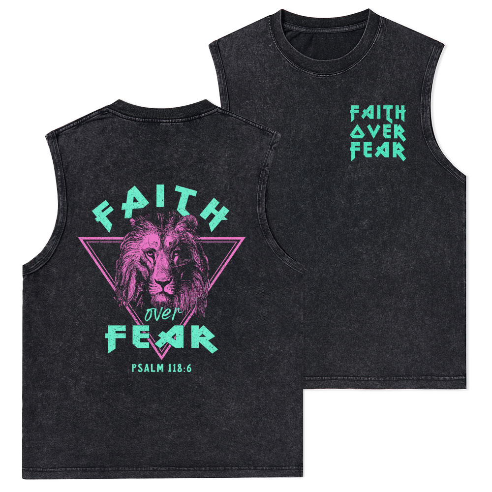 Faith Over Fear Christian Washed Tank Top