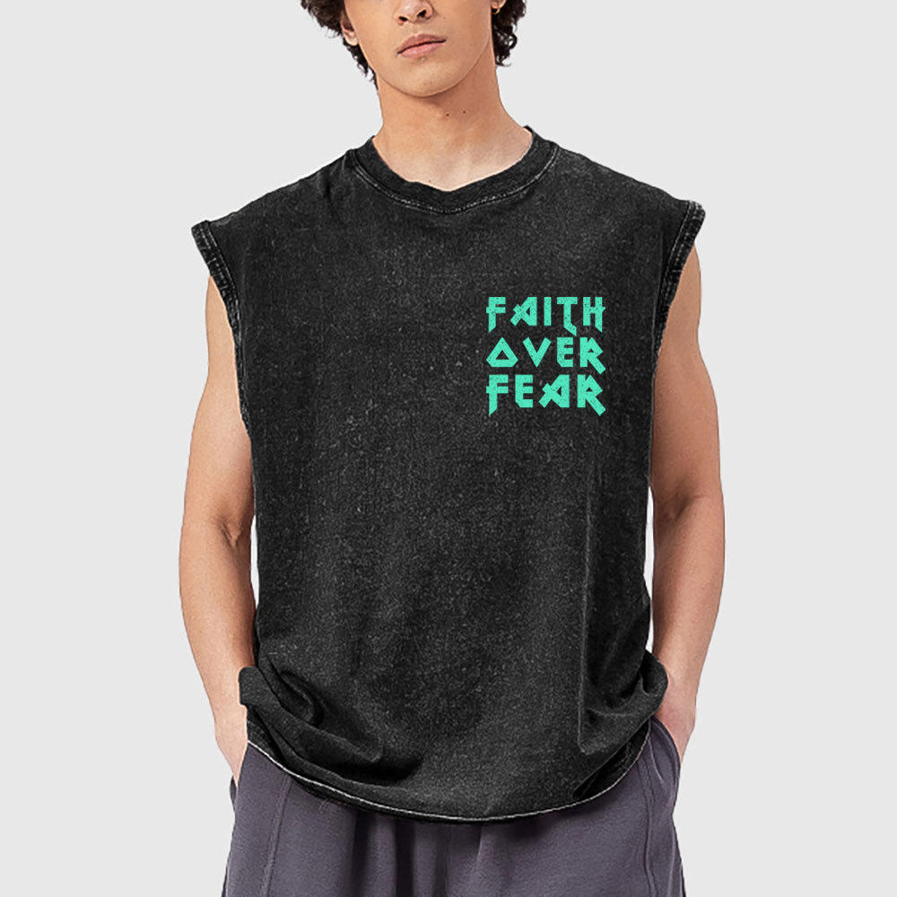 Faith Over Fear Christian Washed Tank Top
